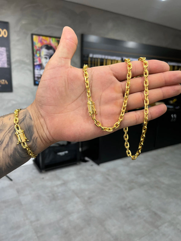 Kit Corrente + Pulseira Cadeado 6mm Marcação 750